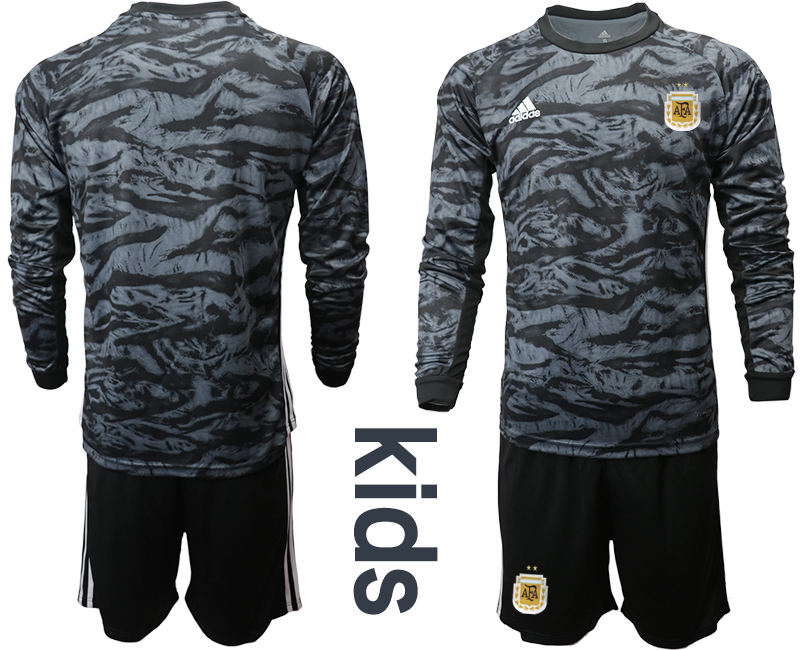 Youth 2020-2021 Season National team Argentina goalkeeper Long sleeve black Soccer Jersey2